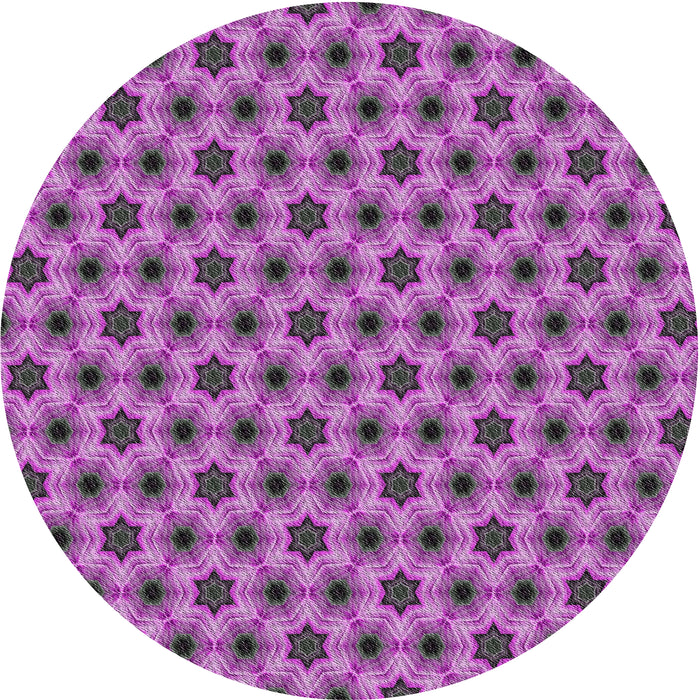 Round Machine Washable Transitional Orchid Purple Rug, wshpat361