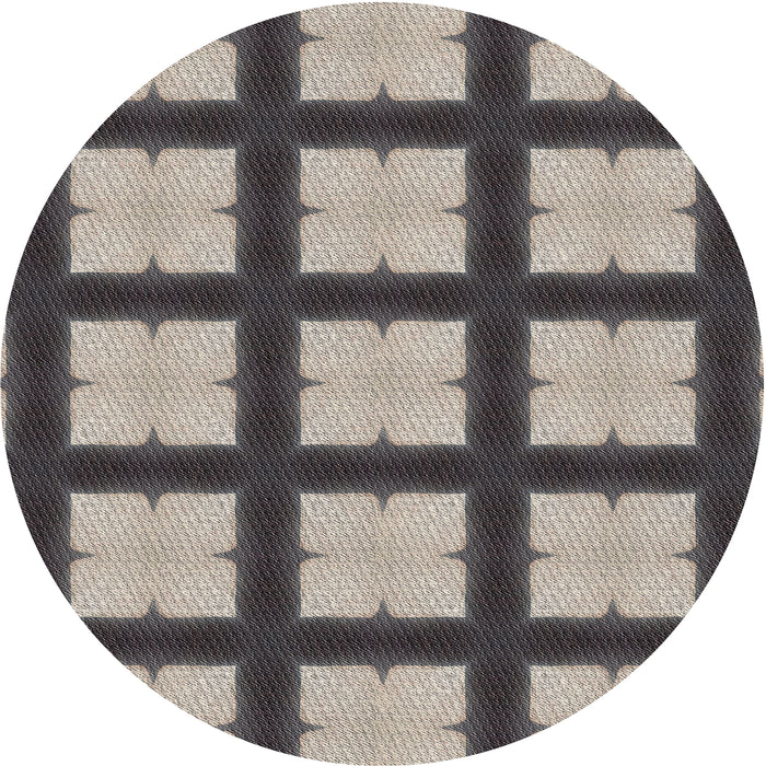 Round Patterned Black Novelty Rug, pat3621