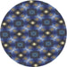 Round Machine Washable Transitional Slate Blue Grey Blue Rug, wshpat3622