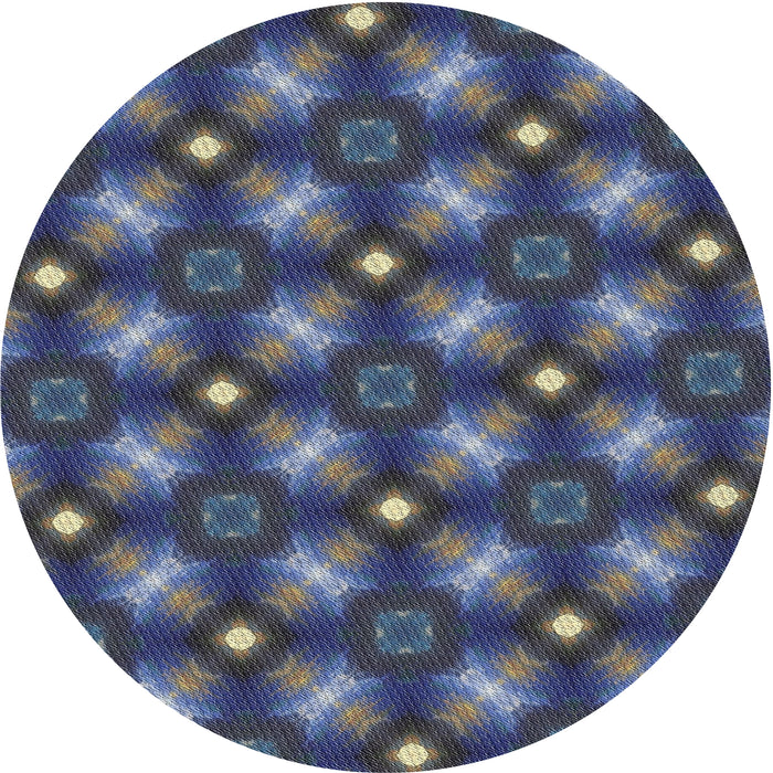 Round Patterned Slate Blue Grey Novelty Rug, pat3622