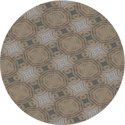 Round Machine Washable Transitional Light French Beige Brown Rug, wshpat3626