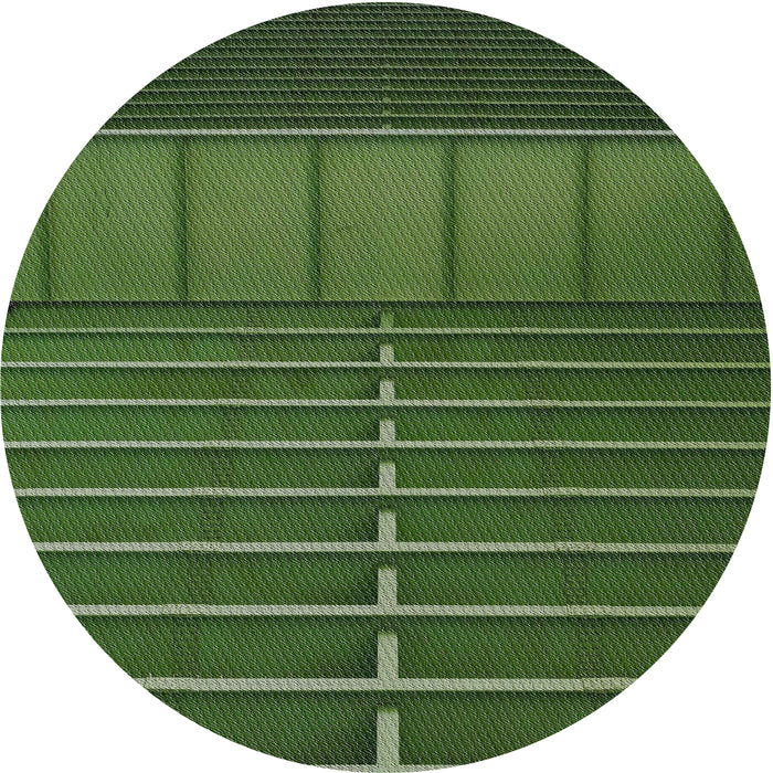 Round Machine Washable Transitional Dark Forest Green Rug, wshpat3633