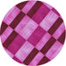 Round Machine Washable Transitional Deep Mauve Purple Rug, wshpat3638