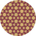 Round Patterned Saffron Red Novelty Rug, pat3639