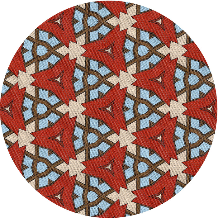 Round Machine Washable Transitional Tomato Red Rug, wshpat3641