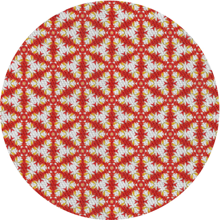 Round Patterned Red Novelty Rug, pat364