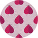 Round Machine Washable Transitional Pink Violet Pink Rug, wshpat3652