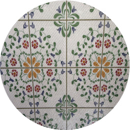 Round Patterned Carbon Gray Novelty Rug, pat3663