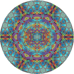 Round Machine Washable Transitional Blue Green Rug, wshpat3675