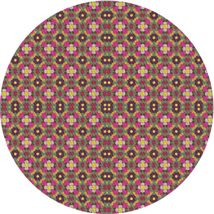 Round Machine Washable Transitional Brown Rug, wshpat3678