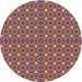 Round Machine Washable Transitional Brown Rug, wshpat3678