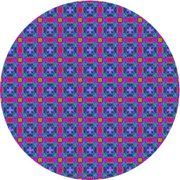 Round Patterned Steel Blue Modern Rug, pat3681
