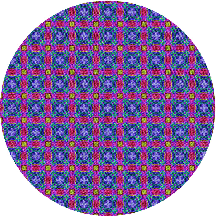 Round Machine Washable Transitional Steel Blue Rug, wshpat3681