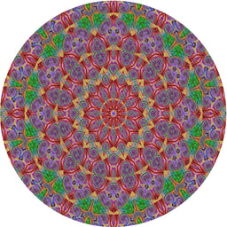 Round Patterned Dark Raspberry Purple Modern Rug, pat3682