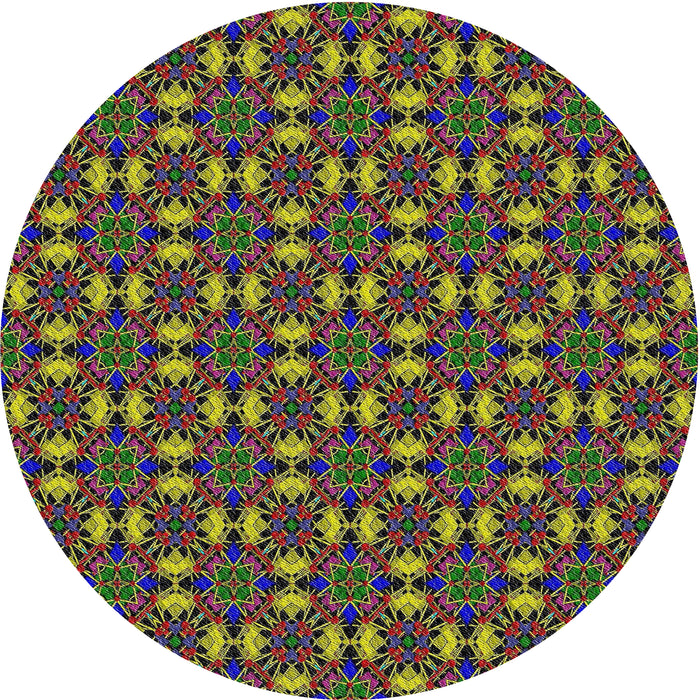 Round Machine Washable Transitional Purple Lily Purple Rug, wshpat3683