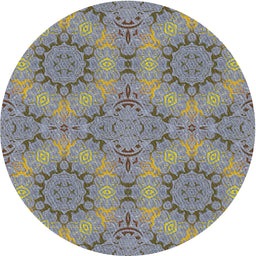 Round Patterned Pale Silver Gray Novelty Rug, pat3685