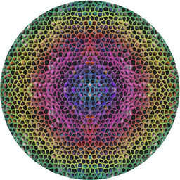 Round Machine Washable Transitional Green Rug, wshpat3686