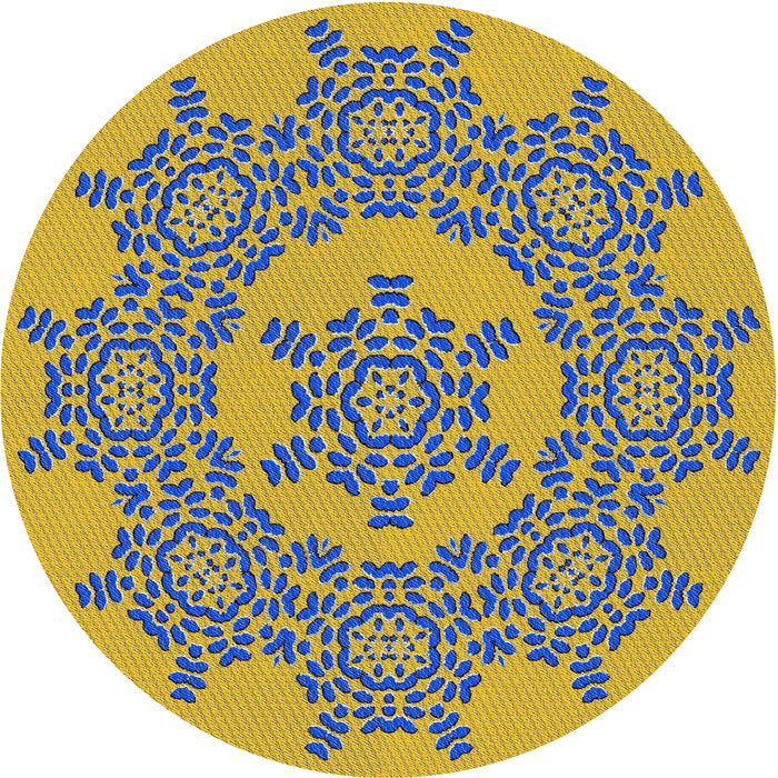 Round Patterned Ash Gray Novelty Rug, pat3687