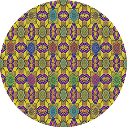 Round Patterned Metallic Gold Novelty Rug, pat3690