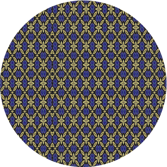 Round Machine Washable Transitional Night Blue Rug, wshpat3692