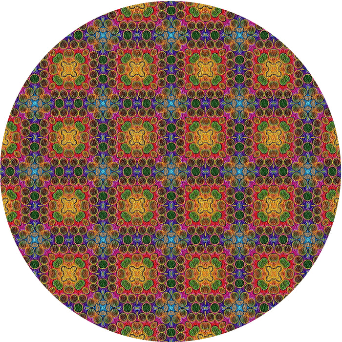 Round Patterned Purple Maroon Purple Modern Rug, pat3693