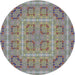 Round Patterned Gray Modern Rug, pat3694