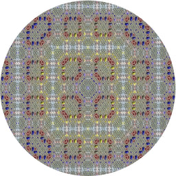 Round Machine Washable Transitional Gray Rug, wshpat3694