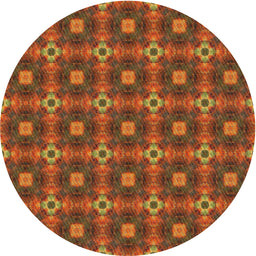 Round Machine Washable Transitional Tomato Red Rug, wshpat3696