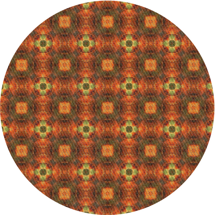 Round Machine Washable Transitional Tomato Red Rug, wshpat3696