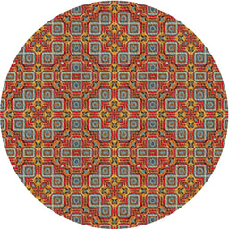 Round Machine Washable Transitional Tomato Red Rug, wshpat3697