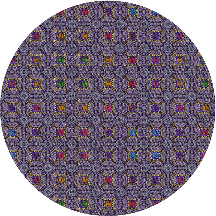 Round Machine Washable Transitional Dark Purple Rug, wshpat3702