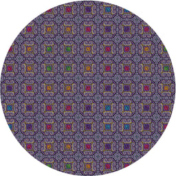 Round Patterned Dark Purple Novelty Rug, pat3702