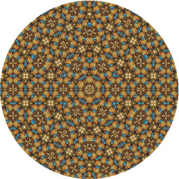 Round Patterned Copper Green Novelty Rug, pat3703