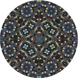 Round Machine Washable Transitional Grey Gray Rug, wshpat3705