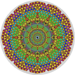 Round Patterned Sage Green Novelty Rug, pat3711