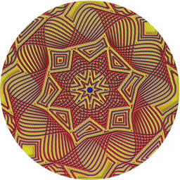 Round Patterned Metallic Gold Modern Rug, pat3714