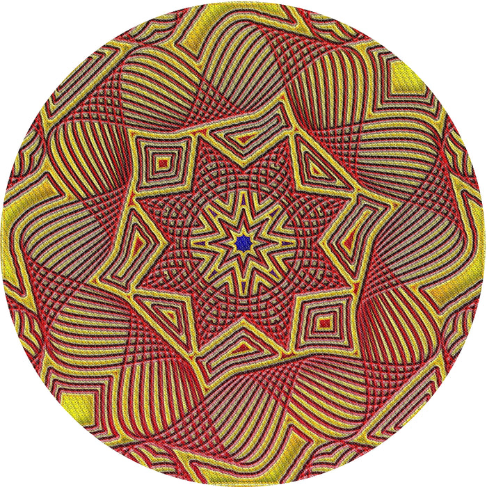 Round Machine Washable Transitional Metallic Gold Rug, wshpat3714