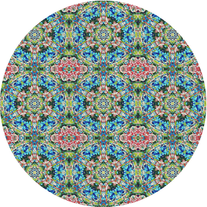 Round Patterned Blue Green Modern Rug, pat3720