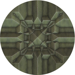 Round Patterned Khaki Green Novelty Rug, pat3725