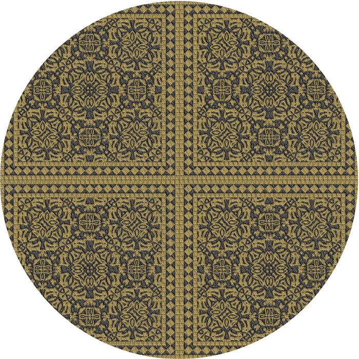 Round Patterned Copper Green Novelty Rug, pat3726