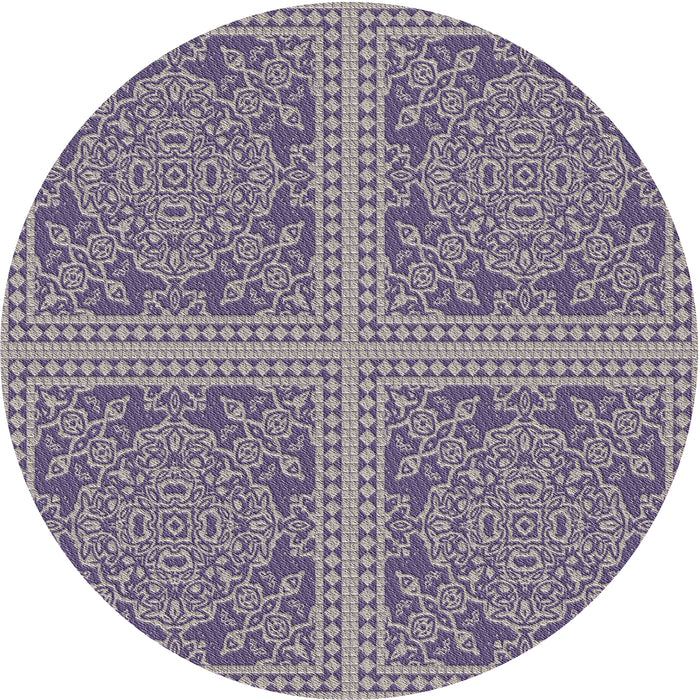 Round Patterned Purple Abstract Machine Washable Rug, wshpat3727