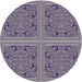 Round Patterned Purple Abstract Machine Washable Rug, wshpat3729