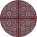 Round Patterned Deep Red Novelty Rug, pat3730