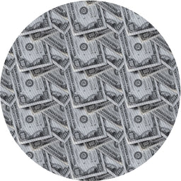 Round Machine Washable Transitional Gray Rug, wshpat3732