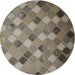 Round Machine Washable Transitional Dark Brown Rug, wshpat3740