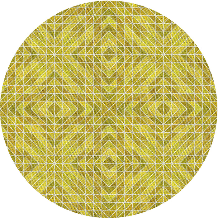 Round Patterned Mustard Yellow Novelty Rug, pat3741