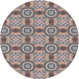 Round Patterned Rosy Purple Modern Rug, pat3744