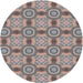 Round Machine Washable Transitional Rosy-Finch Purple Rug, wshpat3744