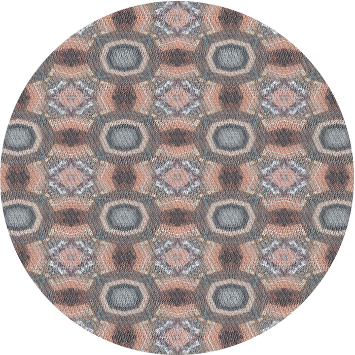 Round Patterned Rosy Purple Modern Rug, pat3744
