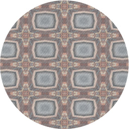 Round Patterned Pale Silver Gray Novelty Rug, pat3745